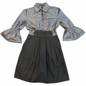 BCBGMAXAZRIA “Natasha” Beaded Waist Dress Bell Sleeves Size 6